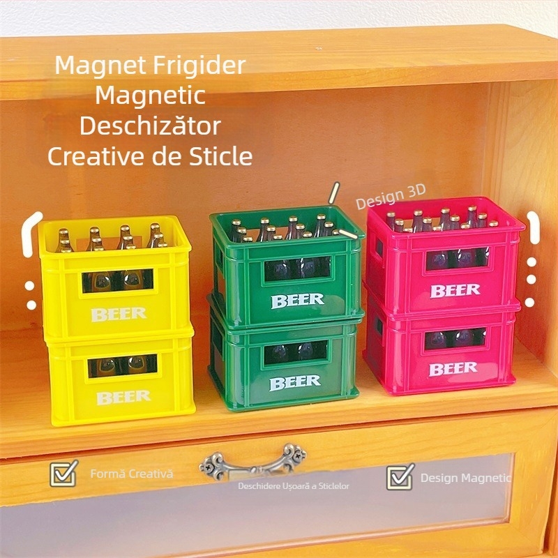 Deschizător de sticle de bere autocolant creativ pentru frigider autocolant magnetic pentru sticle de bere șurubelniță magnet deschizător de sticle de băuturi