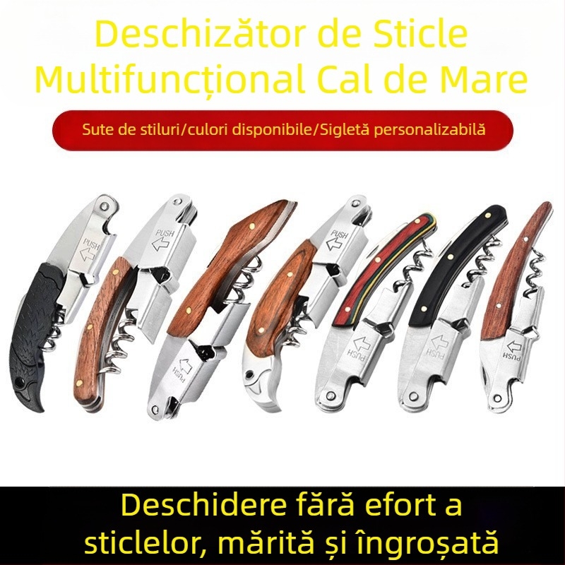 Deschizător de sticle multifuncțional pentru producător, bere, vin, oțel inoxidabil, deschizător de sticle de vin roșu, cuțit de vin, en-gros