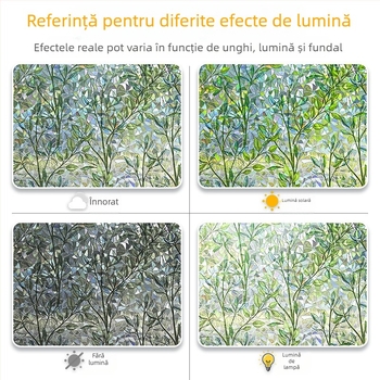 Autocolant decorativ 3D fără adeziv electrostatic, folie de sticlă colorată 3D, folie laser transparentă, permeabilă, dormitor, living, balcon, fereastră decorativă