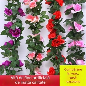 Flori simulate, viță de vie, trandafir, ratan, decorațiuni interioare de nuntă, țeavă, înfășurare, bujor, flori, benzi, simulate, tavan, flori false, viță de vie
