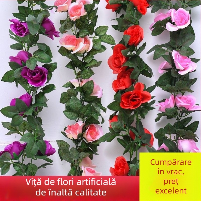 Flori simulate, viță de vie, trandafir, ratan, decorațiuni interioare de nuntă, țeavă, înfășurare, bujor, flori, benzi, simulate, tavan, flori false, viță de vie