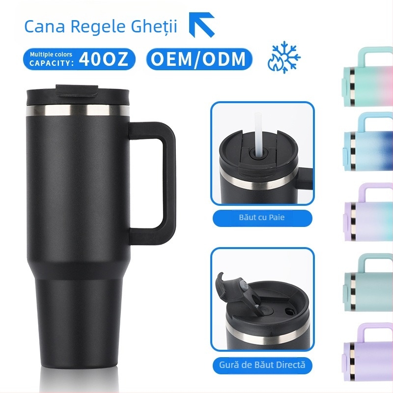 Termos din oțel inoxidabil 304, capacitate mare, pentru mașini, cu izolație pentru cafea, en-gros, 40 oz, transfrontalier