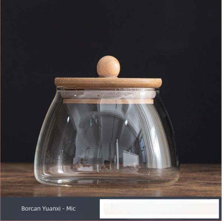 En-gros, borcan transparent sigilat, borcan de sticlă, capac de bambus, borcan de cereale, borcan de ceai, borcan de depozitare pentru bomboane, borcan de depozitare pentru bucătărie