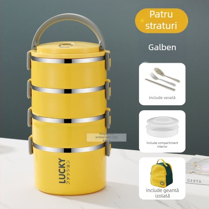 Cutie de prânz cu capac, cutie de prânz izolată pentru adulți, din oțel inoxidabil, cutie de prânz izolată de mare capacitate pentru studenți