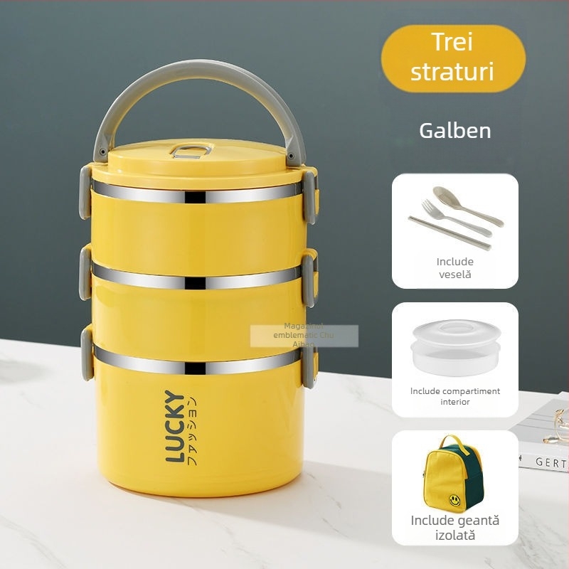 Cutie de prânz cu capac, cutie de prânz izolată pentru adulți, din oțel inoxidabil, cutie de prânz izolată de mare capacitate pentru studenți