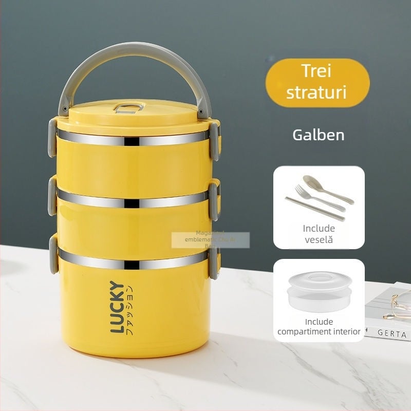 Cutie de prânz cu capac, cutie de prânz izolată pentru adulți, din oțel inoxidabil, cutie de prânz izolată de mare capacitate pentru studenți