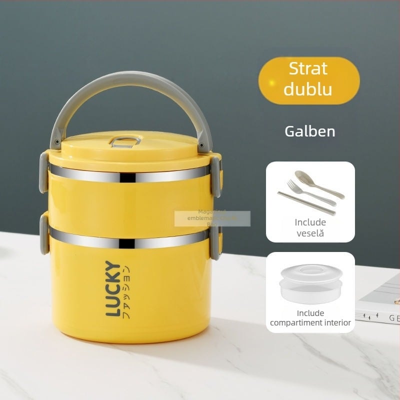 Cutie de prânz cu capac, cutie de prânz izolată pentru adulți, din oțel inoxidabil, cutie de prânz izolată de mare capacitate pentru studenți