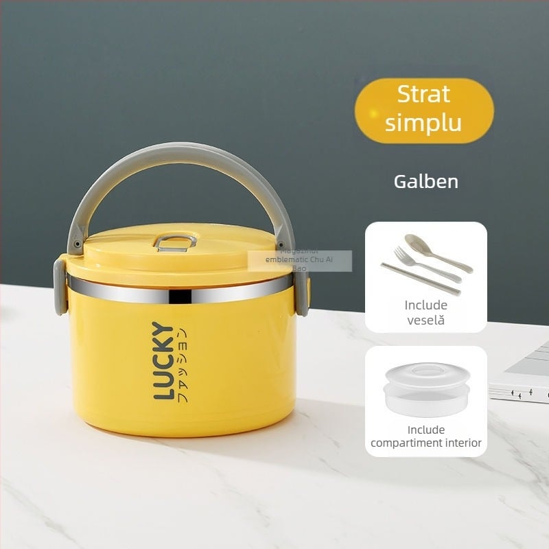 Cutie de prânz cu capac, cutie de prânz izolată pentru adulți, din oțel inoxidabil, cutie de prânz izolată de mare capacitate pentru studenți