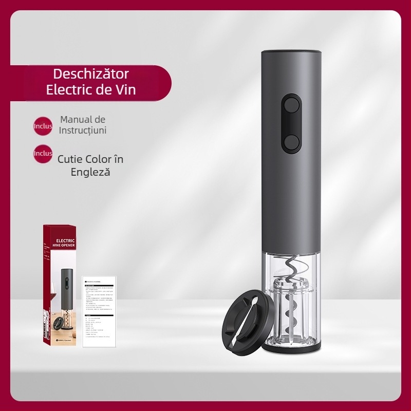 Deschizător de sticle de vin electric cu baterie, deschizător de sticle de vin portabil automat, cutie cadou simplă, ambalaj