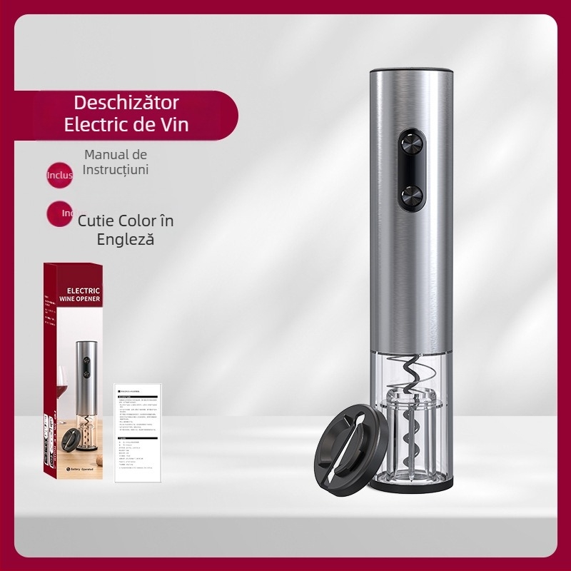 Deschizător de sticle de vin electric cu baterie, deschizător de sticle de vin portabil automat, cutie cadou simplă, ambalaj