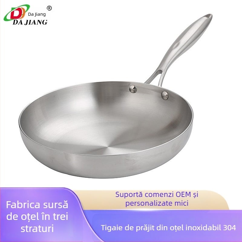 În stoc Wok din oțel inoxidabil 304 transfrontalier, cu trei straturi, pentru aragaz cu inducție, tigaie universală cu gaz, pentru friptură