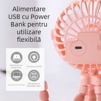 Cărucior multifuncțional pentru copii, nou, portabil, reîncărcabil cu USB, baterie litiu, mini ventilator cu caracatiță