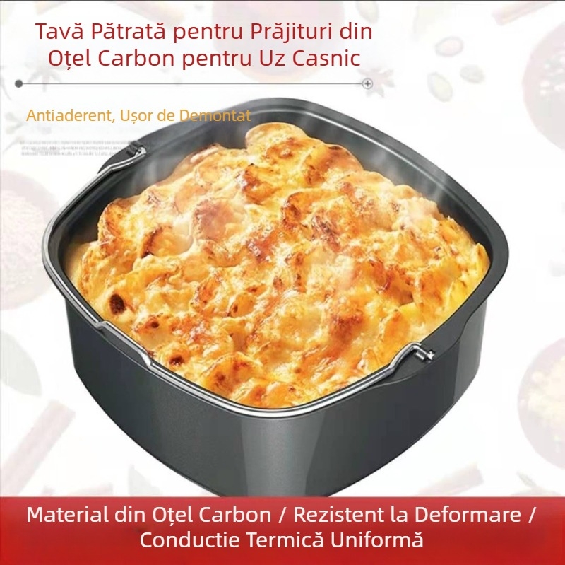 Găleată pentru tort de 6 inch, 8 inch, coș pentru tort, accesorii pentru friteuză cu aer, formă pătrată pentru tort