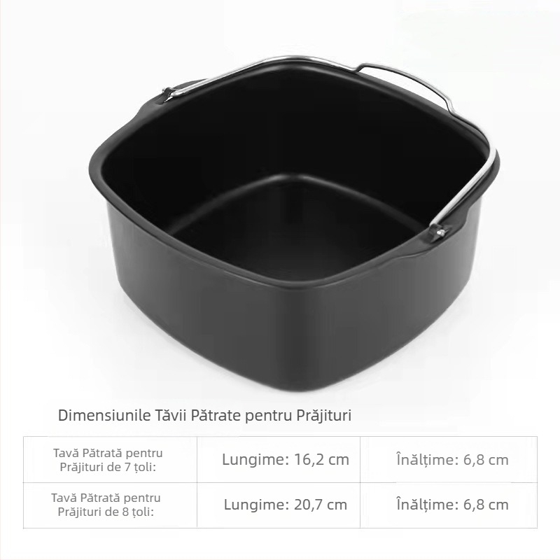 Găleată pentru tort de 6 inch, 8 inch, coș pentru tort, accesorii pentru friteuză cu aer, formă pătrată pentru tort