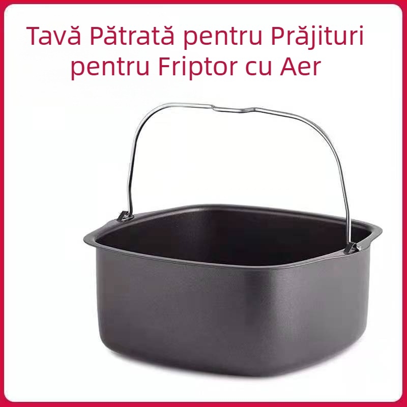 Găleată pentru tort de 6 inch, 8 inch, coș pentru tort, accesorii pentru friteuză cu aer, formă pătrată pentru tort