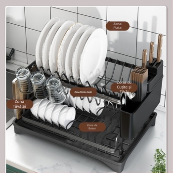 Raft de depozitare pentru chiuvetă de bucătărie, multifuncțional, pentru uscare, raft pentru vase, chiuvetă, raft pentru vase, blat, raft de depozitare pentru vase