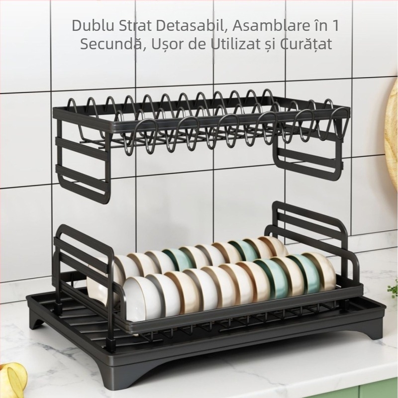Raft de depozitare pentru chiuvetă de bucătărie, multifuncțional, pentru uscare, raft pentru vase, chiuvetă, raft pentru vase, blat, raft de depozitare pentru vase