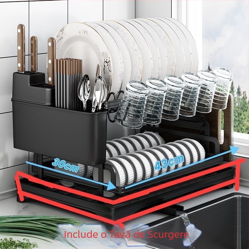 Raft de depozitare pentru chiuvetă de bucătărie, multifuncțional, pentru uscare, raft pentru vase, chiuvetă, raft pentru vase, blat, raft de depozitare pentru vase