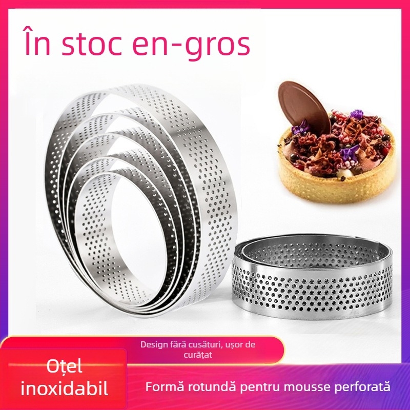 Inel rotund pentru mousse din oțel inoxidabil 304, inel cu gaură, tort oval francez, brânză, ustensile de copt DIY