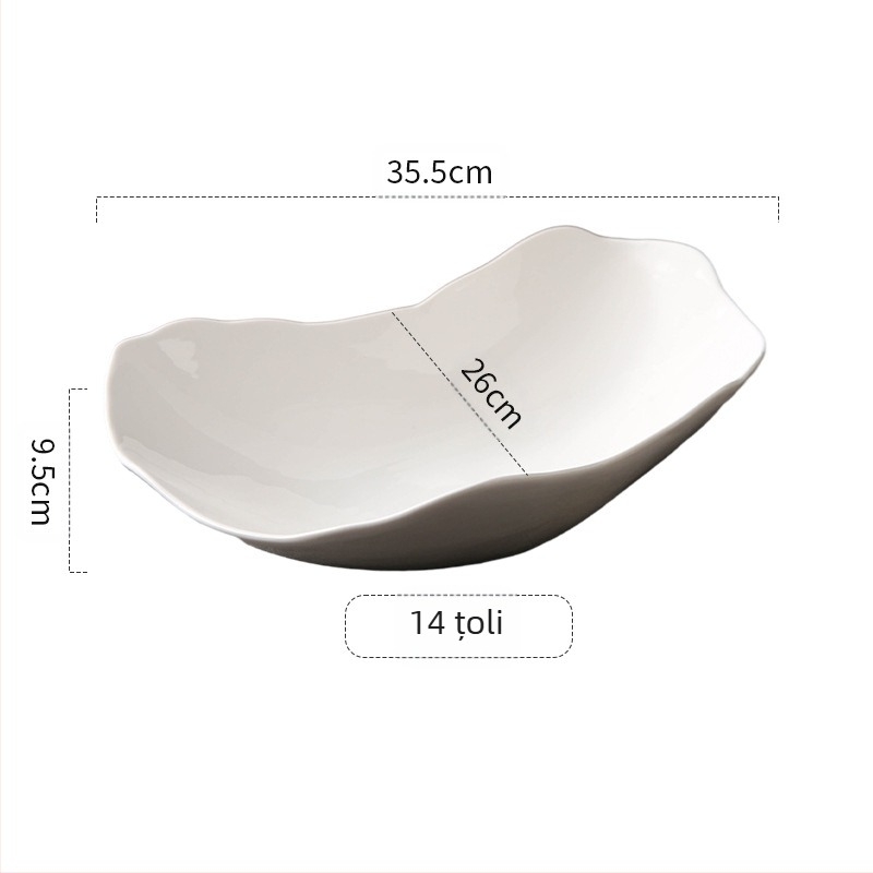 Simplu și de înaltă clasă, în formă de alb, farfurie pentru mâncăruri reci, Hotel Restaurant, personalitate, neregulat, ceramică, bol lung, restaurant, tacâmuri