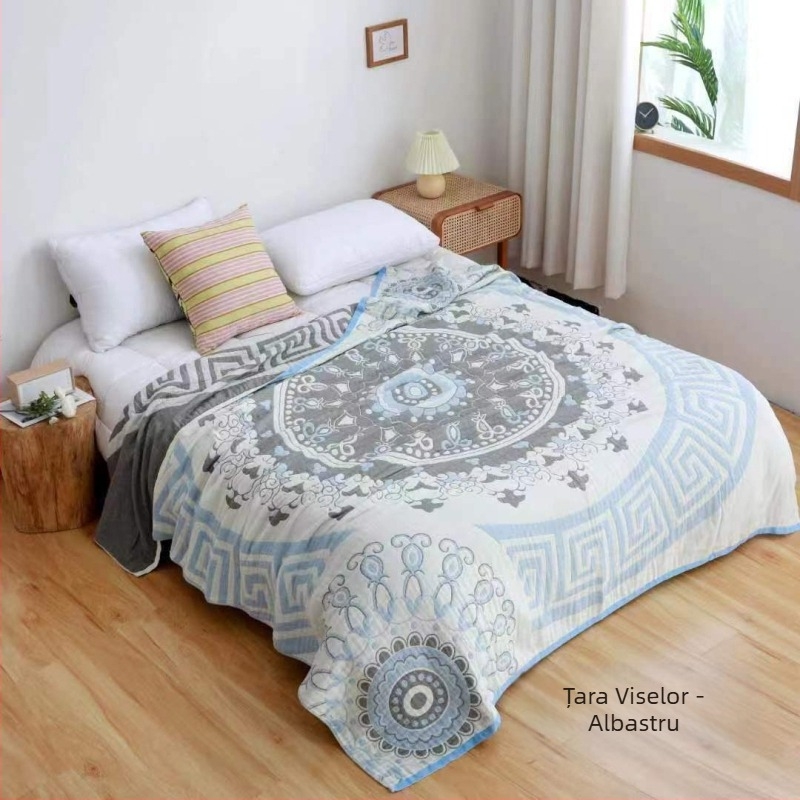 Pătură de tifon din bumbac, pătură Four Seasons din bumbac, pătură de nisip cu mai multe straturi, pătură de somn, cu un singur prosop dublu, en-gros din fabrică