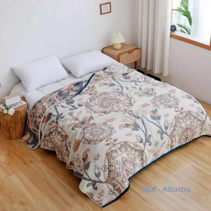 Pătură de tifon din bumbac, pătură Four Seasons din bumbac, pătură de nisip cu mai multe straturi, pătură de somn, cu un singur prosop dublu, en-gros din fabrică