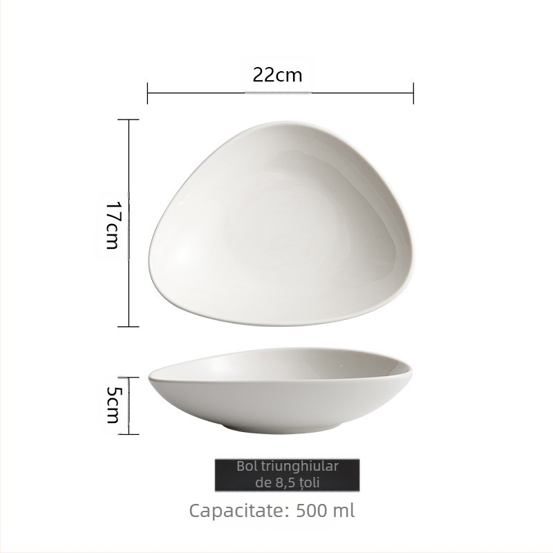 Bol de salată de mare valoare, bol puțin adânc în stil japonez, mâncăruri reci de uz casnic, bol cu tăiței reci, bol creativ ceramic mat, triunghi pentru fructe