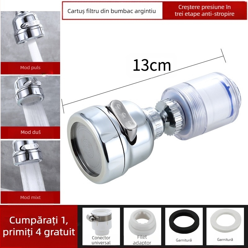 Filtru de duș universal presurizat, purificator de apă, extensie pentru cap de stropire, economisire apă, filtru de duș