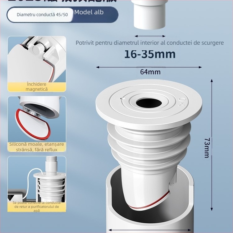 Inel de etanșare anti-miros pentru țeavă de canalizare, dop din silicon, lavoar de bucătărie, mașină de spălat, dop de scurgere a țevii, anti-retur, artefacte anti-miros