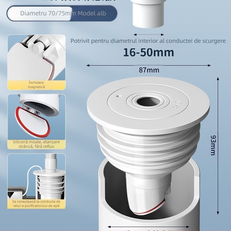 Inel de etanșare anti-miros pentru țeavă de canalizare, dop din silicon, lavoar de bucătărie, mașină de spălat, dop de scurgere a țevii, anti-retur, artefacte anti-miros