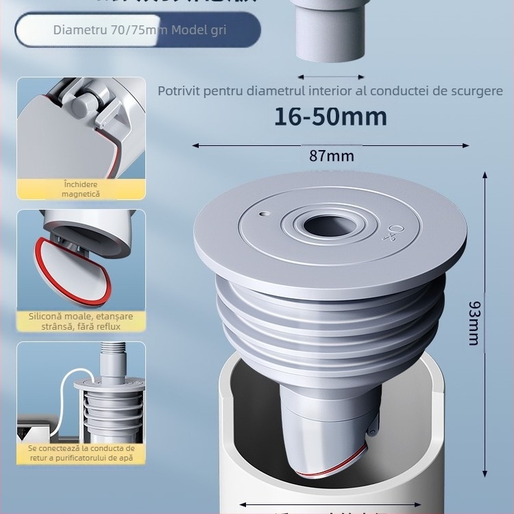 Inel de etanșare anti-miros pentru țeavă de canalizare, dop din silicon, lavoar de bucătărie, mașină de spălat, dop de scurgere a țevii, anti-retur, artefacte anti-miros