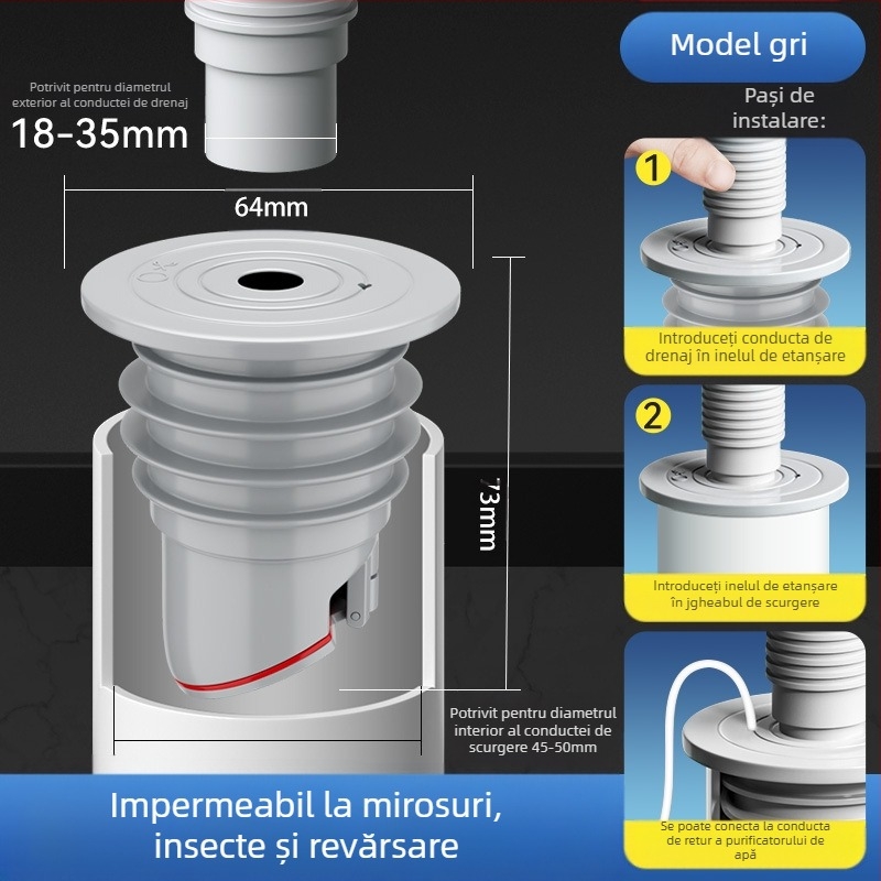 Inel de etanșare anti-miros pentru țeavă de canalizare, dop din silicon, lavoar de bucătărie, mașină de spălat, dop de scurgere a țevii, anti-retur, artefacte anti-miros
