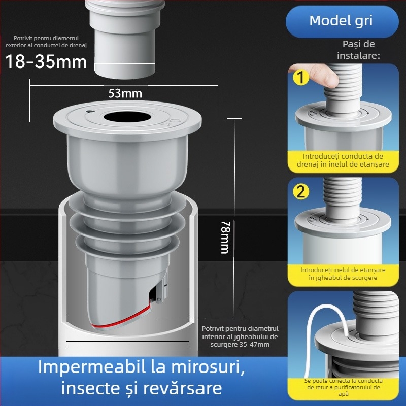 Inel de etanșare anti-miros pentru țeavă de canalizare, dop din silicon, lavoar de bucătărie, mașină de spălat, dop de scurgere a țevii, anti-retur, artefacte anti-miros