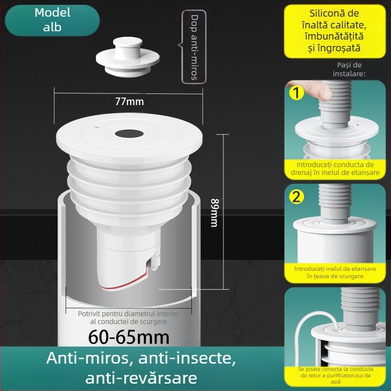 Inel de etanșare anti-miros pentru țeavă de canalizare, dop din silicon, lavoar de bucătărie, mașină de spălat, dop de scurgere a țevii, anti-retur, artefacte anti-miros