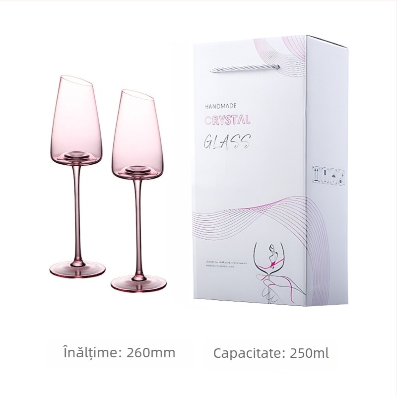 Pahar de vin roșu înclinat francez, pahar de cristal Flamingo, pahar de vin roșu cu valoare cromatică ridicată, pahar de vin special pentru cupluri