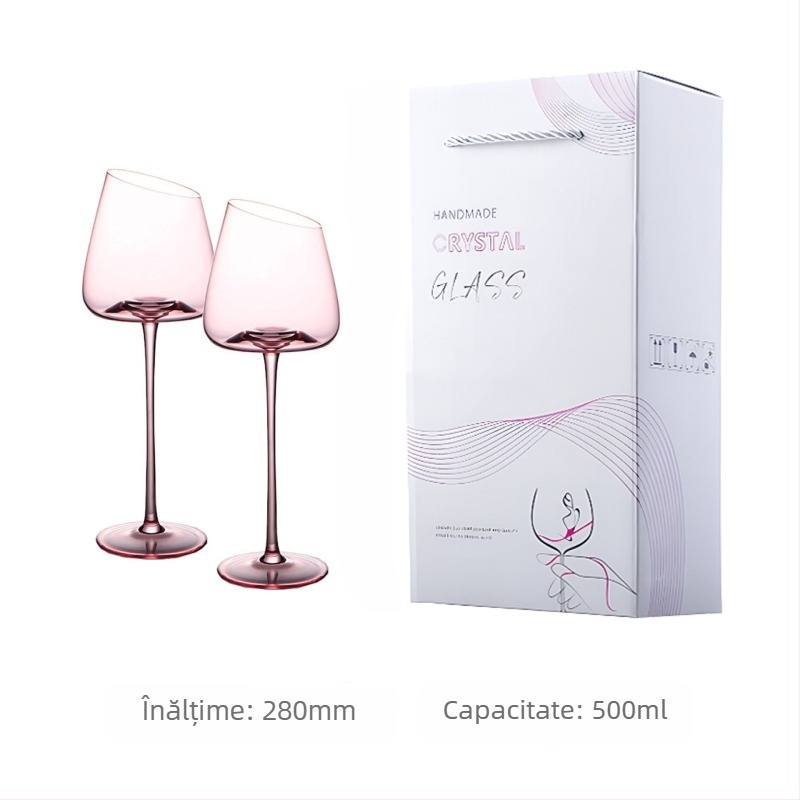 Pahar de vin roșu înclinat francez, pahar de cristal Flamingo, pahar de vin roșu cu valoare cromatică ridicată, pahar de vin special pentru cupluri