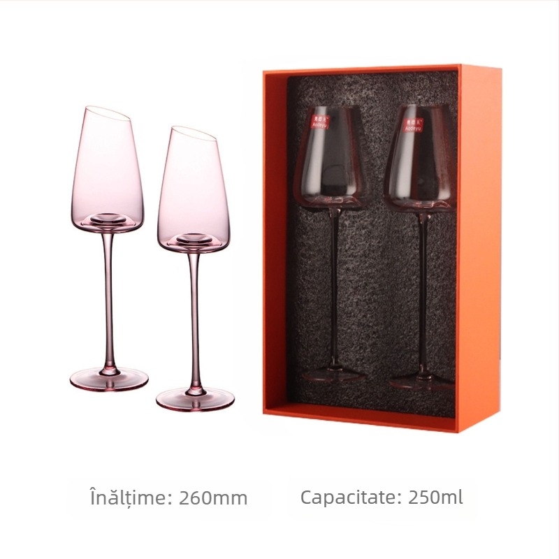Pahar de vin roșu înclinat francez, pahar de cristal Flamingo, pahar de vin roșu cu valoare cromatică ridicată, pahar de vin special pentru cupluri