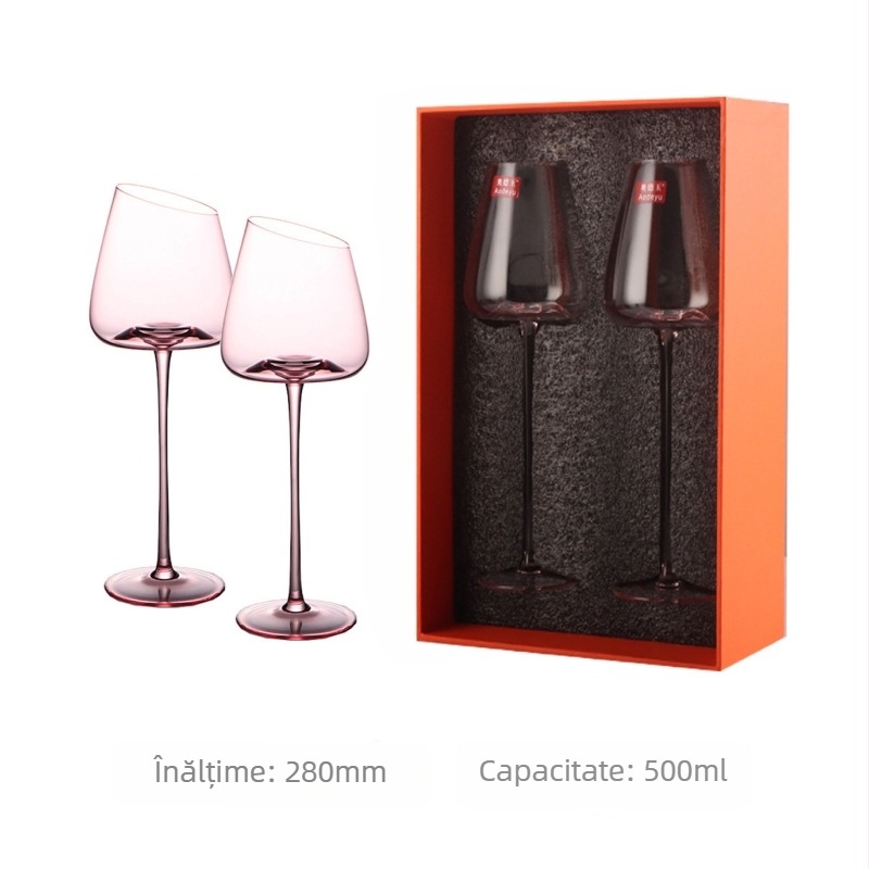 Pahar de vin roșu înclinat francez, pahar de cristal Flamingo, pahar de vin roșu cu valoare cromatică ridicată, pahar de vin special pentru cupluri