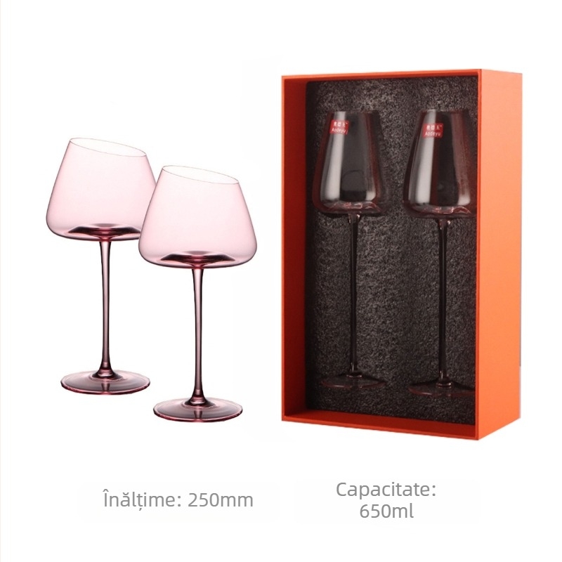Pahar de vin roșu înclinat francez, pahar de cristal Flamingo, pahar de vin roșu cu valoare cromatică ridicată, pahar de vin special pentru cupluri