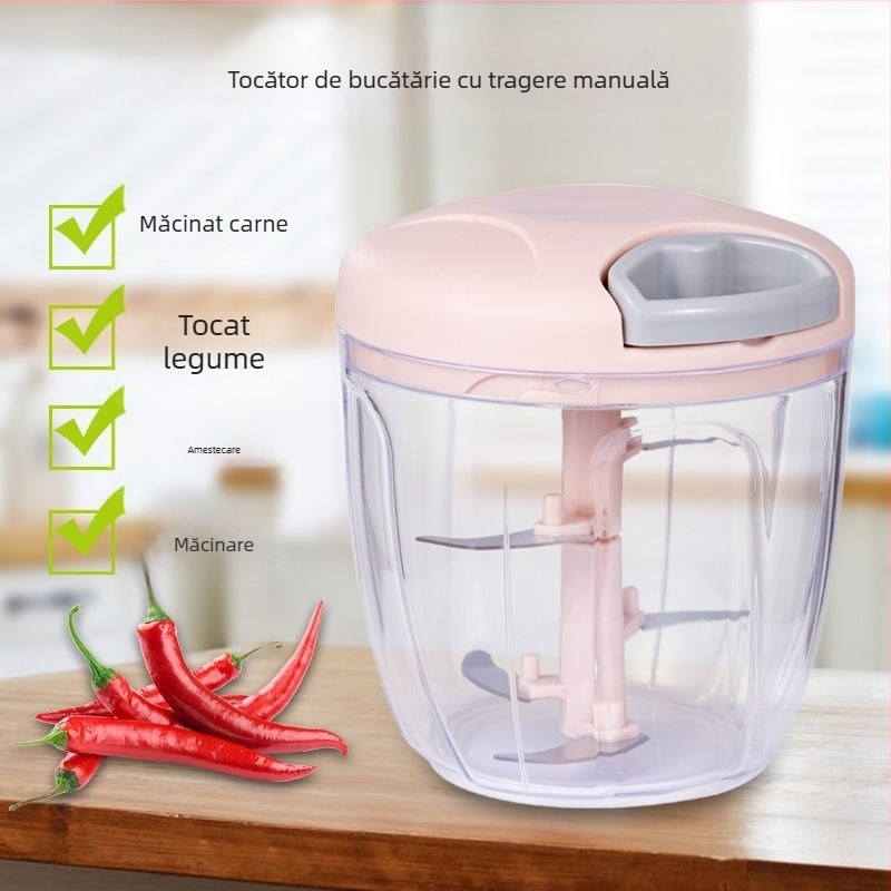 Tăietor de legume multifuncțional de usturoi, tras manual, de uz casnic, râșniță de usturoi de bucătărie, mașină de gătit, trăgător de usturoi, râșniță de legume en-gros