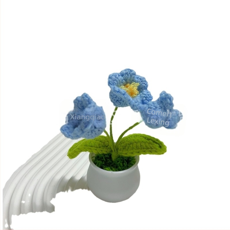 Lână tricotată mini ghiveci decorare flori artificiale fabricate manual din lână flori decorare mașină produs finit en-gros