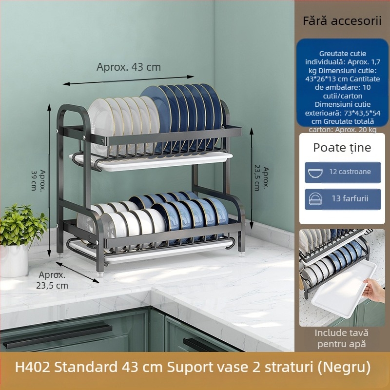 Suport pentru depozitarea vaselor și a vaselor, suport pentru depozitarea bucătăriei, suport pentru cuțite, suport pentru bețișoare, suport integrat pentru scurgere, suport multifuncțional pentru boluri de uz casnic