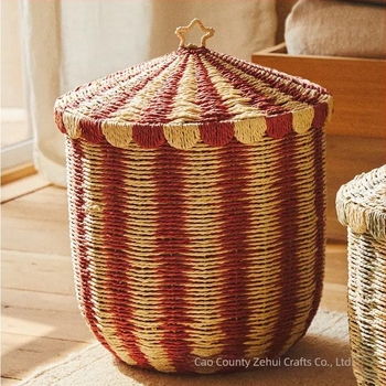 Coș de depozitare țesut, stil nordic, Rattan, coș țesut pentru birou, jucării de uz casnic, gustări diverse, organizator de cutie de depozitare