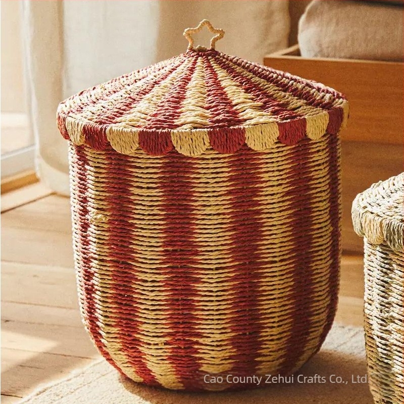 Coș de depozitare țesut, stil nordic, Rattan, coș țesut pentru birou, jucării de uz casnic, gustări diverse, organizator de cutie de depozitare