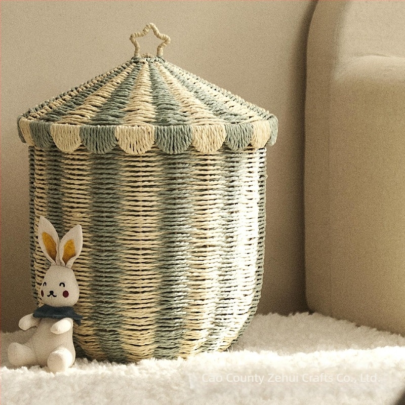 Coș de depozitare țesut, stil nordic, Rattan, coș țesut pentru birou, jucării de uz casnic, gustări diverse, organizator de cutie de depozitare