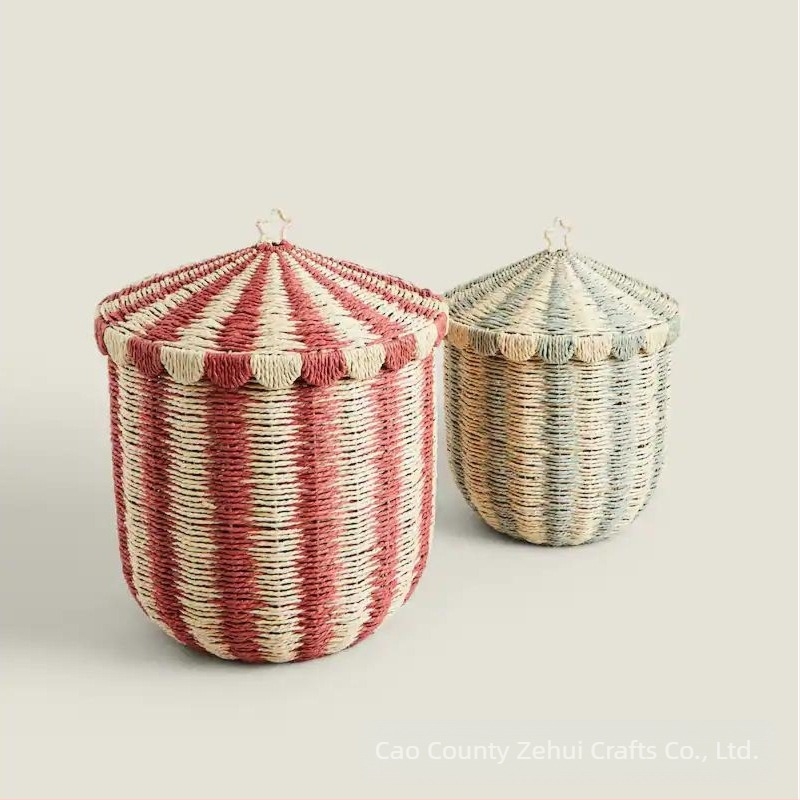 Coș de depozitare țesut, stil nordic, Rattan, coș țesut pentru birou, jucării de uz casnic, gustări diverse, organizator de cutie de depozitare