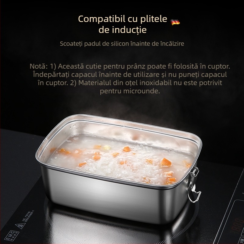 Cutie de prânz din oțel inoxidabil 304, cutie de prânz pentru birou, cutie de prânz pentru studenți, farfurie de prânz pentru cantină, cutie de prânz cu două straturi, compartiment pentru sertare