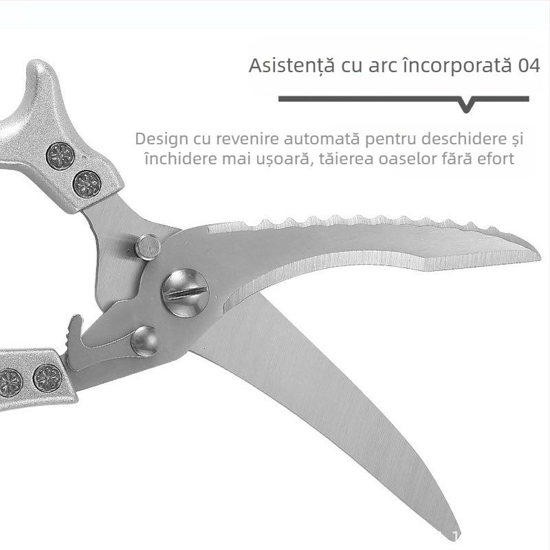 Foarfece din oțel inoxidabil pentru oase de pui, multifuncționale, personalizate pentru export, uz casnic, foarfece pentru oase de pui și oase de pește cu mâner din aluminiu, foarfece de bucătărie multifuncționale