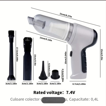 Aspirator auto, cu dublă utilizare pentru mașină și casă, reîncărcabil portabil fără fir, puternic, mic, mini, funcție de suflare puternică, aspirator portabil