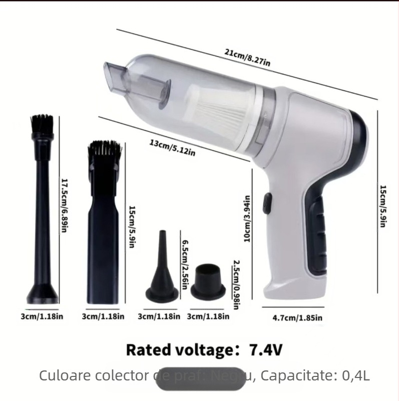 Aspirator auto, cu dublă utilizare pentru mașină și casă, reîncărcabil portabil fără fir, puternic, mic, mini, funcție de suflare puternică, aspirator portabil
